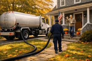 Oil Delivery truck and technician